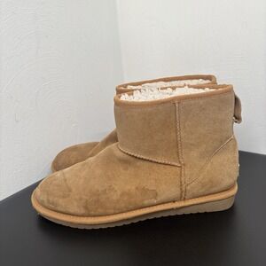 Koolaburra UGG Men's Suede Mini Boots Burra Chestnut Size 12 Lined 1105970